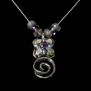 Sterling Silver Necklace with Ancient Roman Glass